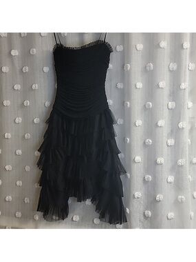 BCBGMaxAzria Black Mesh-Trim Slip Camisole